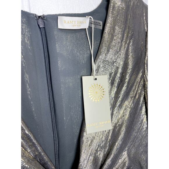 RAMY BROOK Elise Silk Metallic Twist Front Dress US 4 NWT $495 - Picture 6 of 13